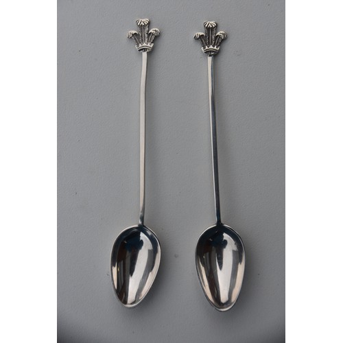 193 - 2 SILVER SPOONS WITH PRINCE OF WALES FEATHERS