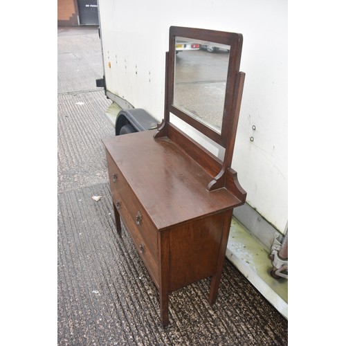 4 - VINTAGE OAK 2 DRAWERED DRESSING TABLE