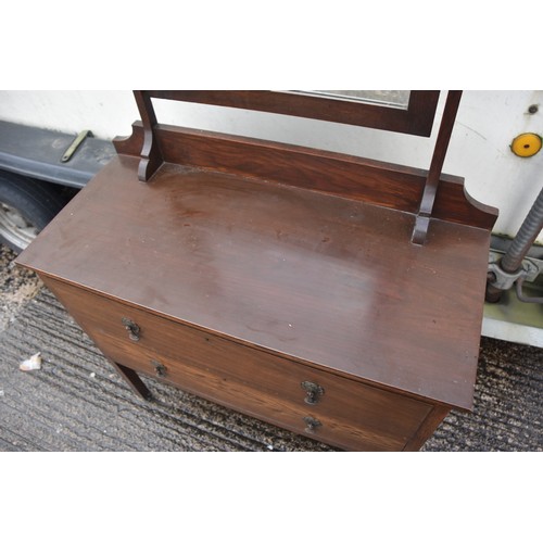 4 - VINTAGE OAK 2 DRAWERED DRESSING TABLE