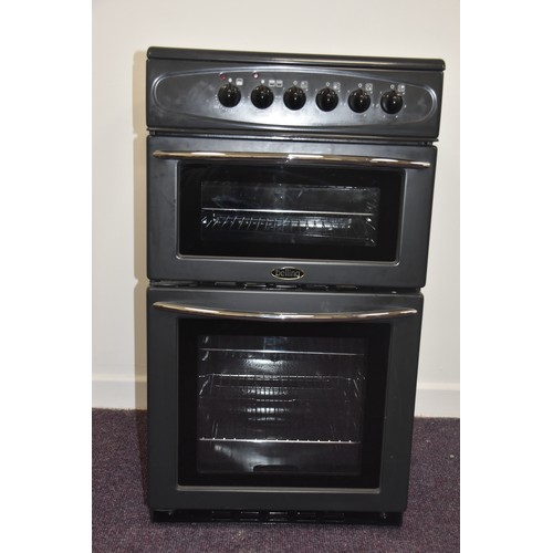 18 - BELLING DOUBLE OVEN WITH CERAMIC TOP GREY COOKER 600MM