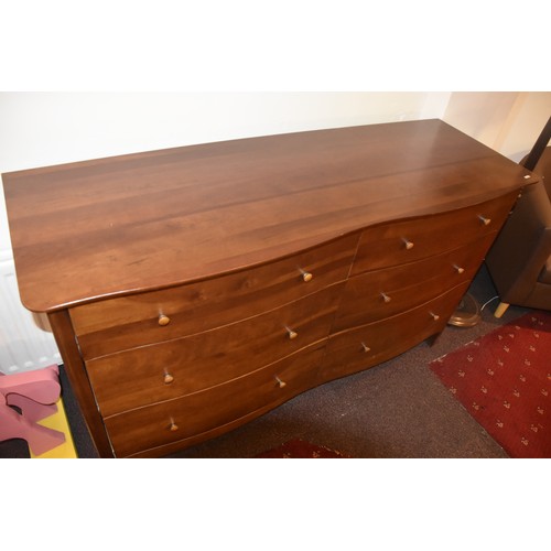 24 - MAHOGANY 8 DRAWEREDSIDE BY SIDE  SHAPED CHEST IN VERY GOOD CONDITION