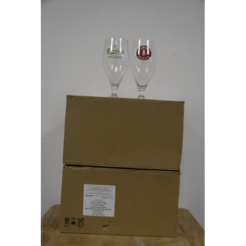 25 - 12 SMITHWICKS GLASSES & 8 CARSLBERG PINT GLASSES