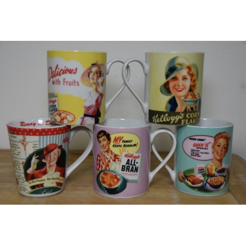 37 - 5 NEW MUGS WITH VINTAGE CEREAL ADVERTISING