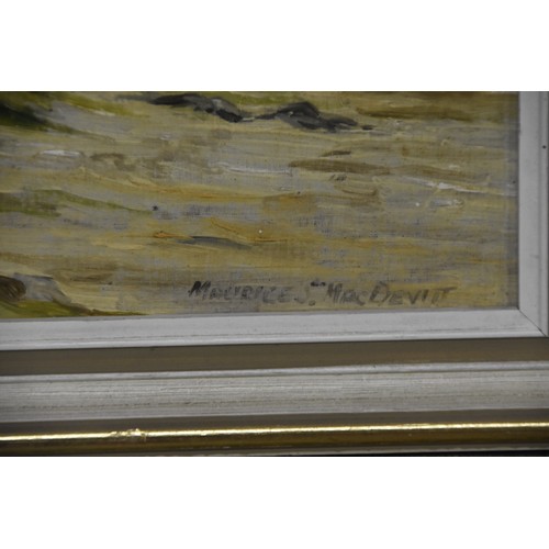 56 - OIL OF ANTRIM COAST BY MAURICE J.MACDVITT PAINTING SIZE 13 AND 1/2 BY 10 