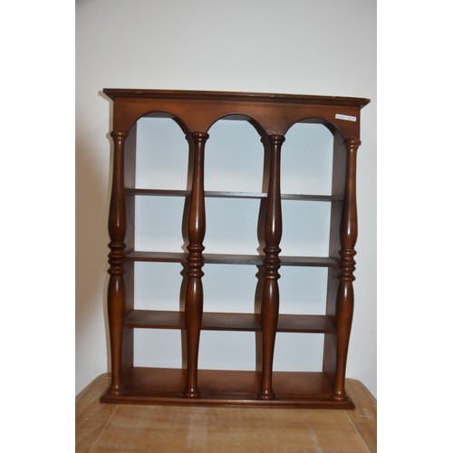 61 - MAHOGANY BRACKET/SHELVING WITH TURNED PILLARS