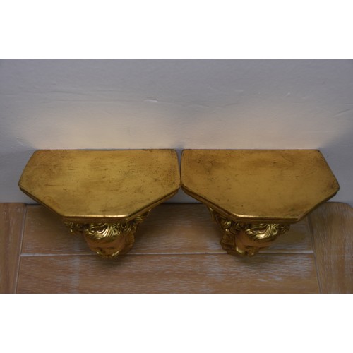 66 - PAIR OF GILT CHERUB BRACKETS (SLIGHT DAMAGE AS PHOTOGRAPHED)