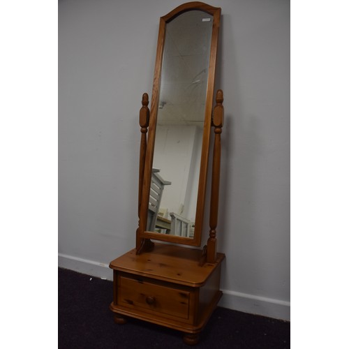 78 - PINE DRAWERED CHEVAL MIRROR IN GOOD CONDITION