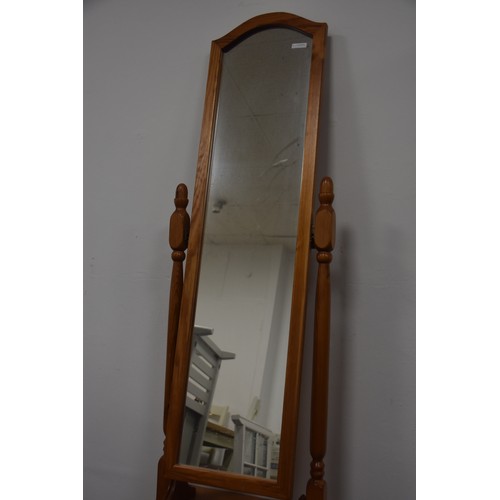 78 - PINE DRAWERED CHEVAL MIRROR IN GOOD CONDITION