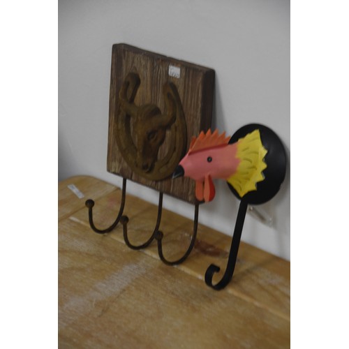 85 - BULL HEAD & COCKERAL HEAD COAT HOOKS