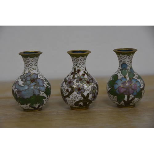 94 - CLOISONNE VASE & 3 MINIATURE CLOISONNE VASE