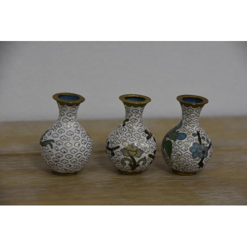 94 - CLOISONNE VASE & 3 MINIATURE CLOISONNE VASE