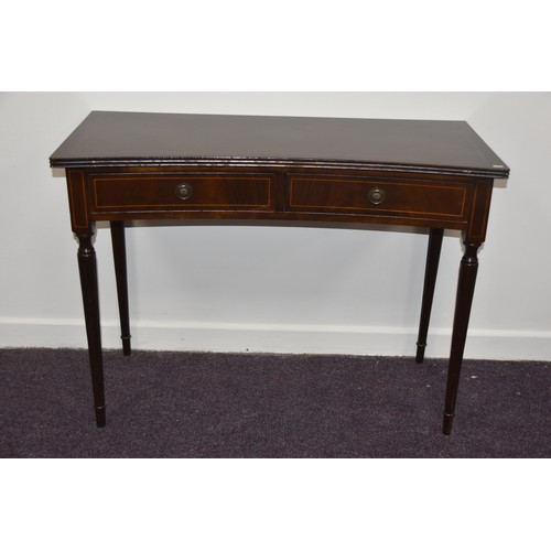 96 - MAHOGANY INLAID 2 DRAWERED HALL TABLE