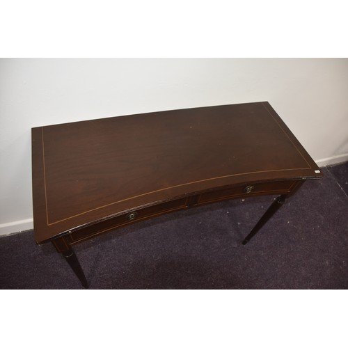 96 - MAHOGANY INLAID 2 DRAWERED HALL TABLE