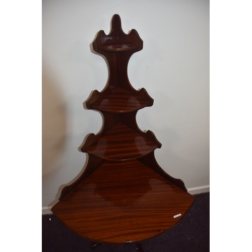 112 - MAHOGANY CORNER WATNOT ON AN USUSAL PEDESTAL BASE