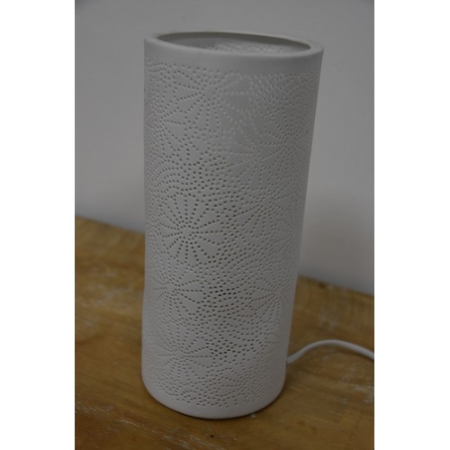 114 - PIERCED BELLEEK LAMP