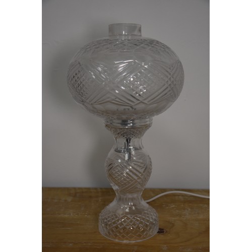 118 - TYRONE CRYSTAL LAMP & SHADE APPROX 17 1/2 BASE TO TIP OF SHADE