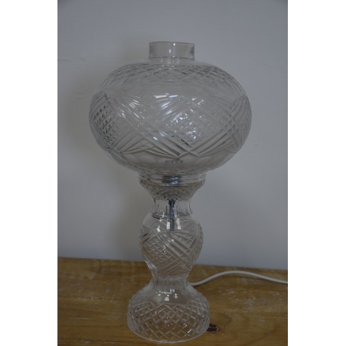 118 - TYRONE CRYSTAL LAMP & SHADE APPROX 17 1/2 BASE TO TIP OF SHADE