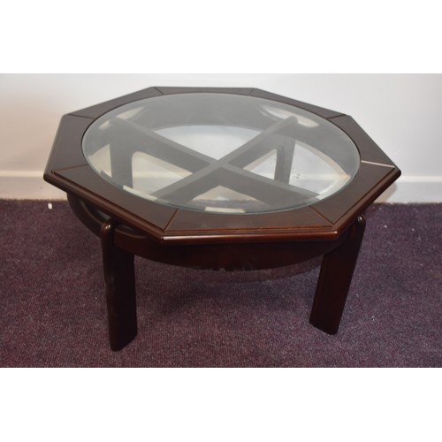 123 - HEXAGONAL GLASS TOPPED TABLE