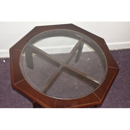 123 - HEXAGONAL GLASS TOPPED TABLE