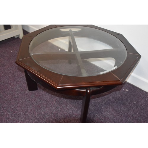 123 - HEXAGONAL GLASS TOPPED TABLE