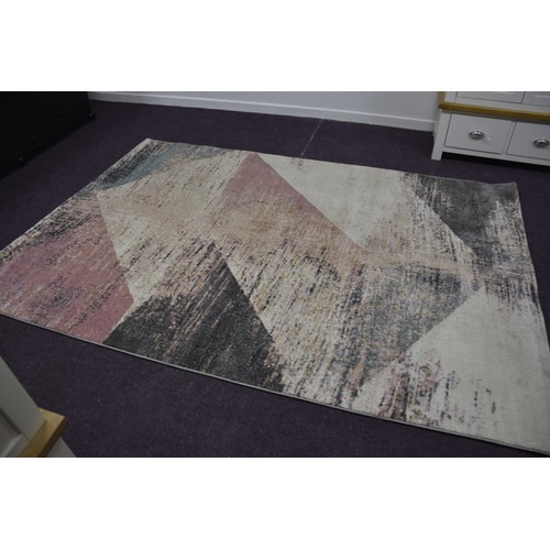 127 - PINK PATTERNED DESIGNER STYLE RUG AS NEW