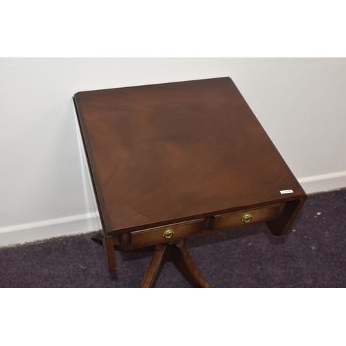 149 - MAHOGANY 2 DRAWERED SOFA TABLE ON PEDESTAL