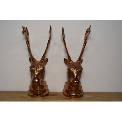 152 - PAIR OF HEAVY COPPER FINISHED STAG HEADS