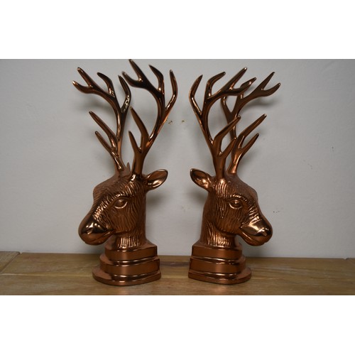 152 - PAIR OF HEAVY COPPER FINISHED STAG HEADS