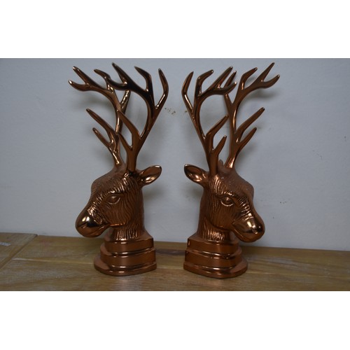 152 - PAIR OF HEAVY COPPER FINISHED STAG HEADS