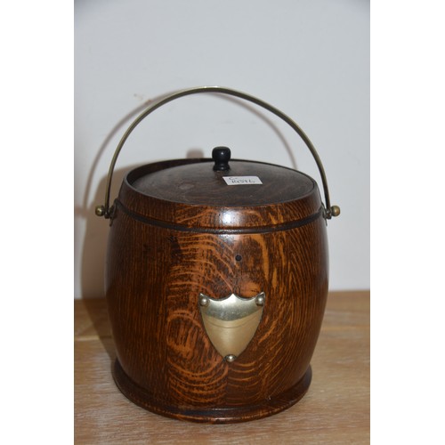 161 - OAK BISCUIT BARRELL WITH LINER