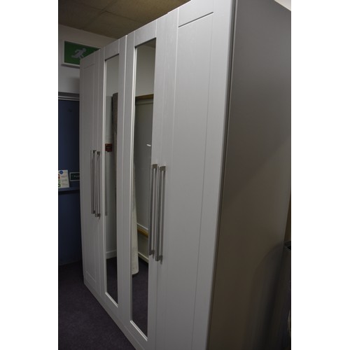 162 - GREY MIRRORED 4 DOOR FITTED ROBE