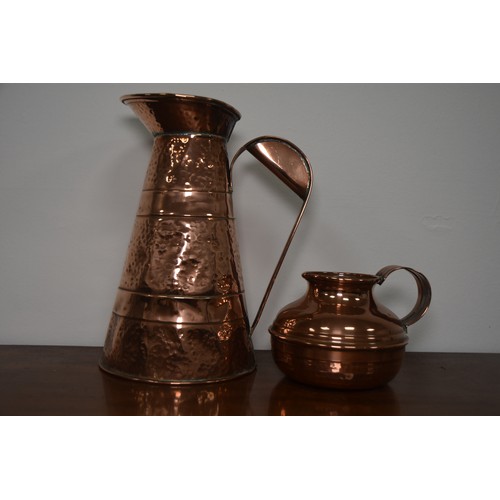 163 - 2 OLD COPPER JUGS