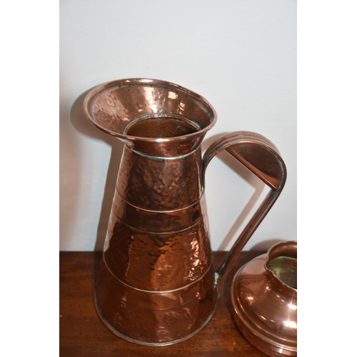 163 - 2 OLD COPPER JUGS