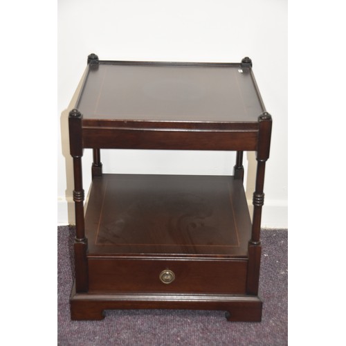 164 - MAHOGANY INLAID 2 TIER 1 DRAWERED LAMP TABLE