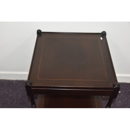 164 - MAHOGANY INLAID 2 TIER 1 DRAWERED LAMP TABLE