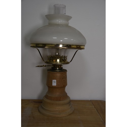 38 - WOODEN BASED OIL LAMP