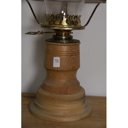 38 - WOODEN BASED OIL LAMP