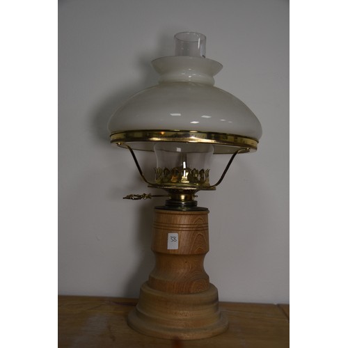 38 - WOODEN BASED OIL LAMP