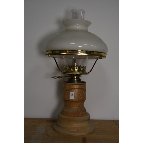 38 - WOODEN BASED OIL LAMP