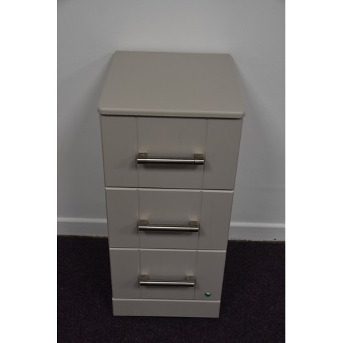 165 - GREY 3 DRAWERED BEDSIDE