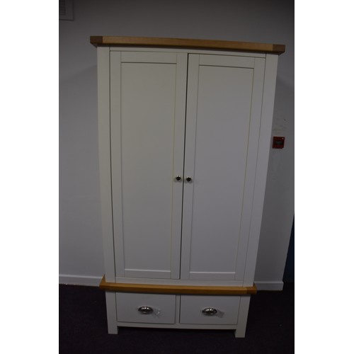 167 - OAK/WHITE DOUBLE ROBE OVER 2 DRAWERS IN VERY GOOD CONDITION