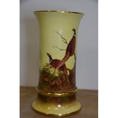 169 - COALPORT VASE HAND PAINTED BY RICHARD BUDD LIMITED EDITION 49 OF 100 MEASURES 8 1/2 X 4 1/2 INCHES