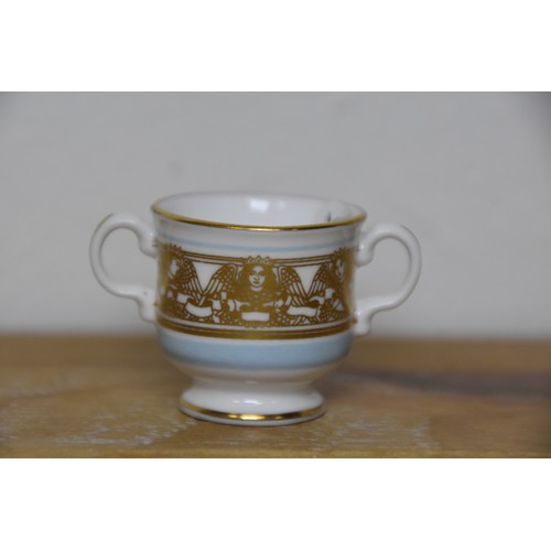 213 - MINIATURE SPODE CUP COMMEMORATING PRINCE PHILLIP STANDS 3CMS