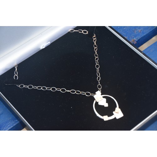 256 - OPEN LINK SILVER CHAIN WITH HEAVY SILVER PENDENT