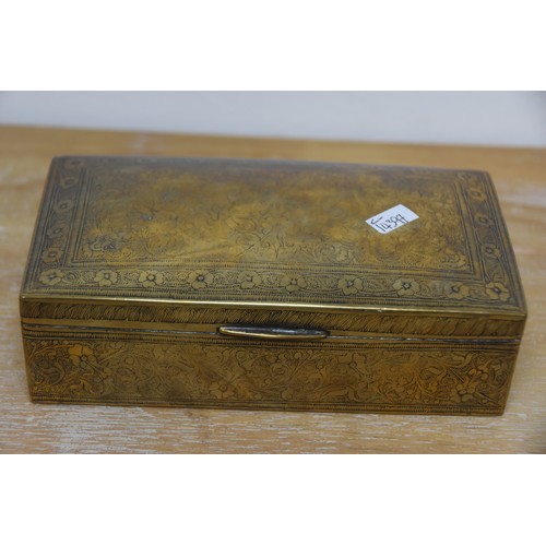 277 - DECORATIVE BRASS CIGARETTE BOX