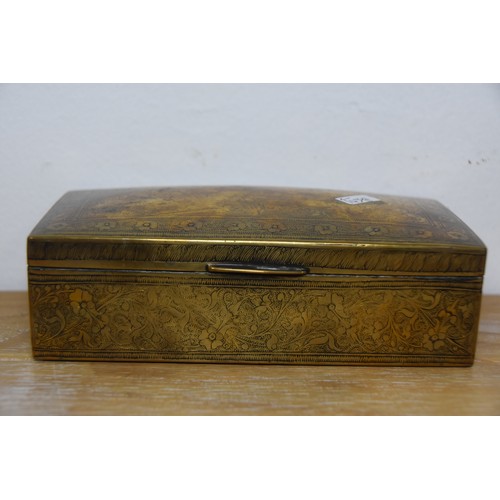 277 - DECORATIVE BRASS CIGARETTE BOX