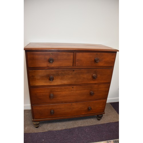 281 - VICTORIAN MAHOGANY 2 OVER 3 CHEST OF DRAWERS