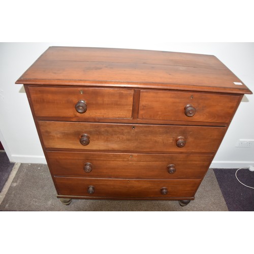 281 - VICTORIAN MAHOGANY 2 OVER 3 CHEST OF DRAWERS