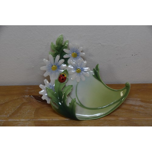 288 - FRANZ FLORAL & LADY BIRD PIN TRAY