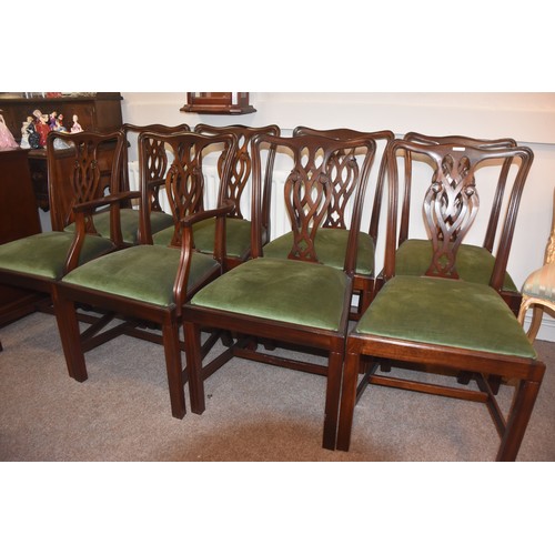 289 - 8 CHIPPENDALR STYLE CHAIRS (2 CARVERS AND 6 CHAIRS)